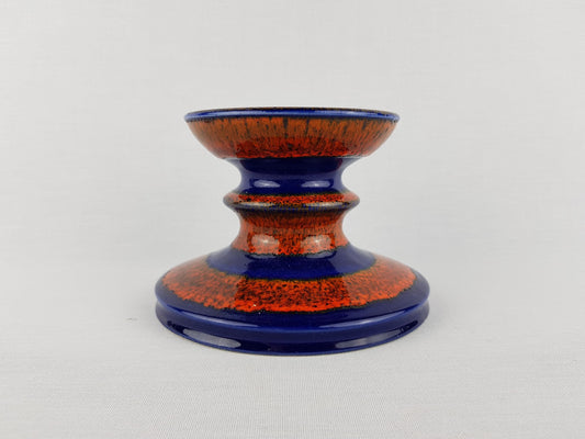 Vintage J.L. KNÖDGEN (ILKRA) Orange and Blue Candleholder 300 28 West German Pottery 1960s
