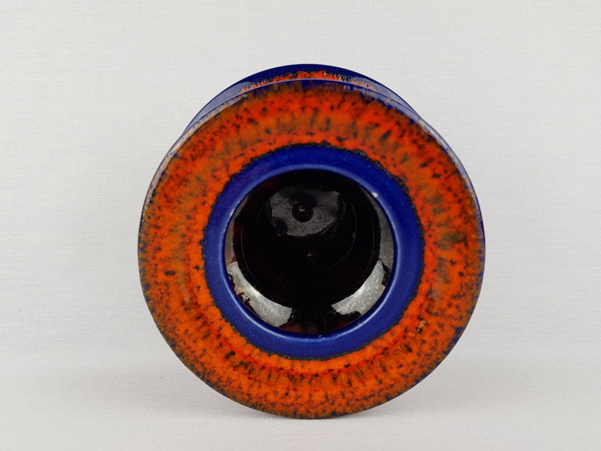 Vintage J.L. KNÖDGEN (ILKRA) Orange and Blue Candleholder 300 28 West German Pottery 1960s