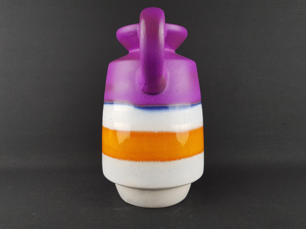 Vintage WALTHER BECHT Handled Purple, Orange and White Vase 668/2 West German Pottery 1970s Oberhessische Keramik