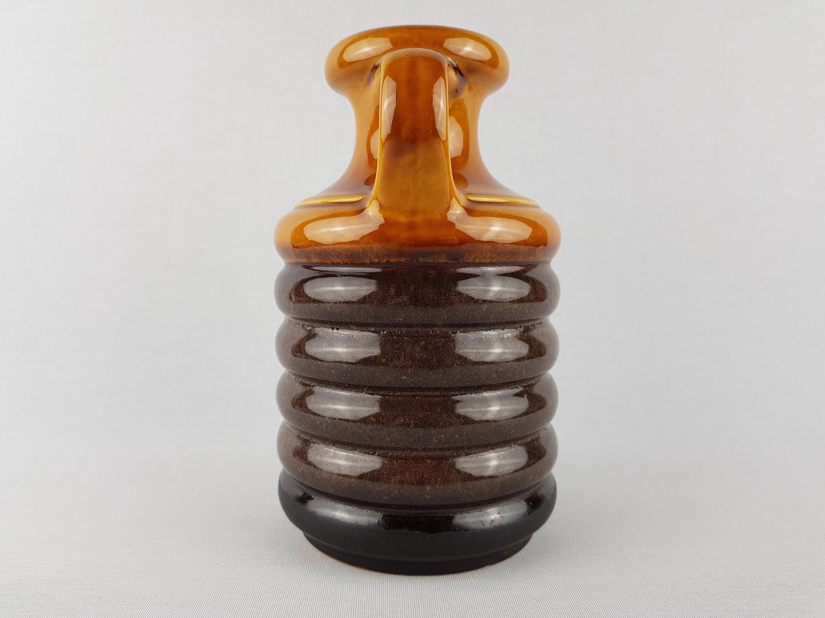 Vintage CARSTENS KERAMIK Handled Brown Hooped Vase 0110-20 West German Pottery 1960s