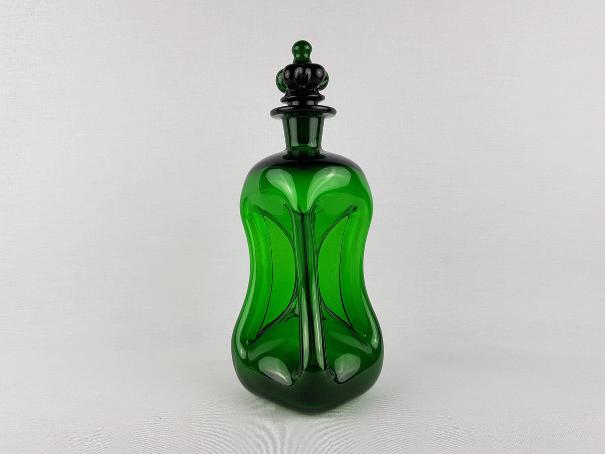Vintage HOLMEGAARD Green Kluk Kluk Glass Decanter by Jacob Bang Denmark 1970s