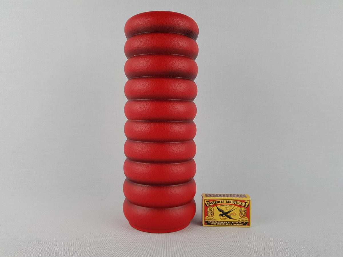 Vintage CARSTENS KERAMIK Red Hooped Vase 0102-25 West German Pottery 1967s
