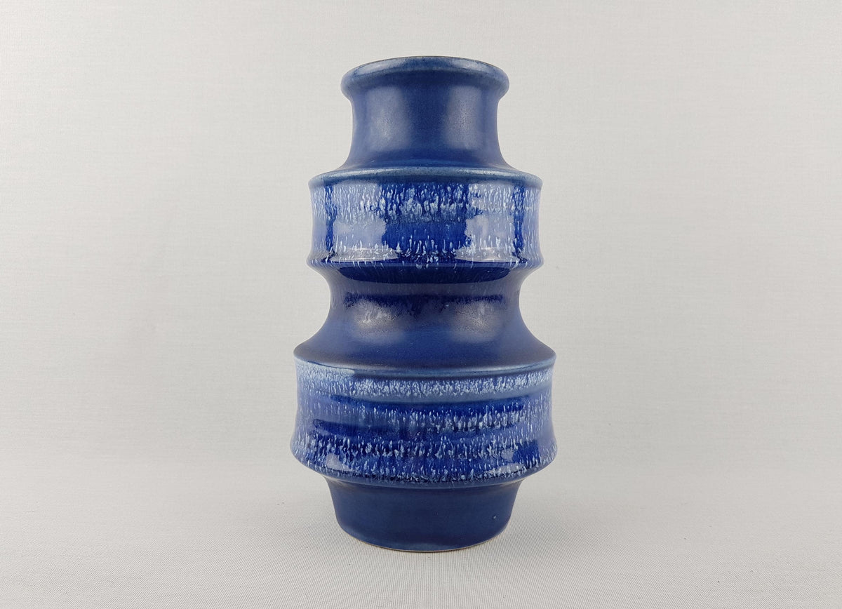 Vintage SCHEURICH KERAMIK Blue PAGODE Vase 267/20 West German Pottery Fat Lava Era 1970s