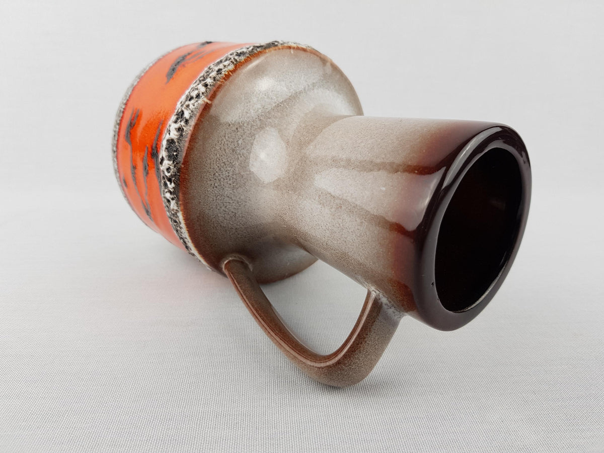 Vintage STEULER KERAMIK Orange and Brown Fat Lava Vase 141-20 West German Pottery 1960s