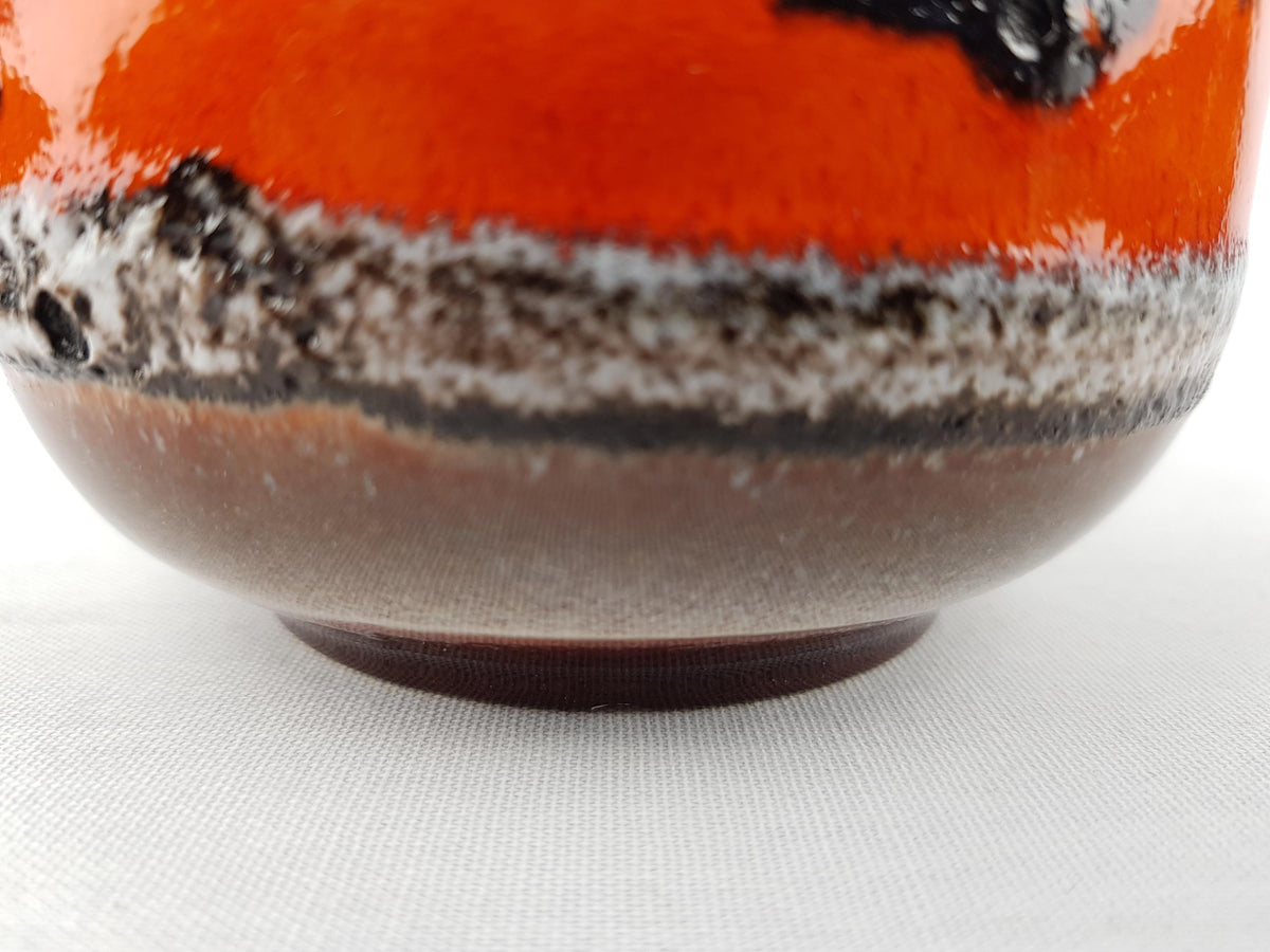 Vintage STEULER KERAMIK Orange and Brown Fat Lava Vase 141-20 West German Pottery 1960s