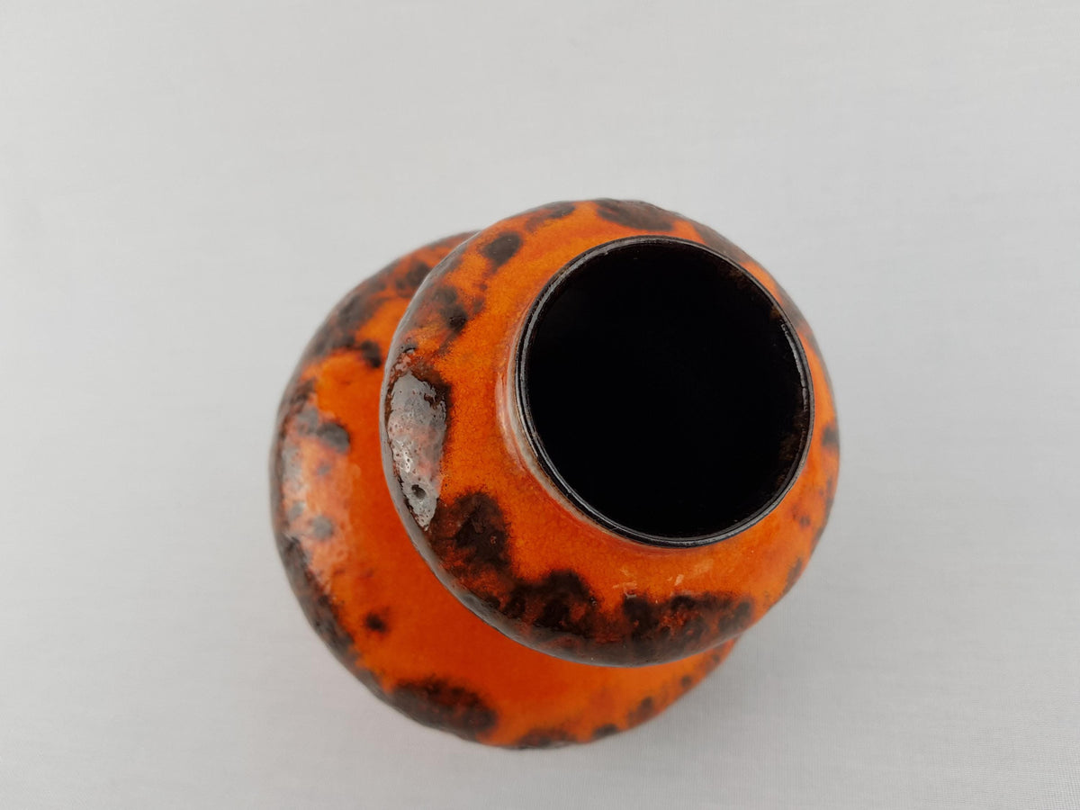 Vintage SPARA KERAMIK Orange Fat Lava Vase 266-15 West German Pottery 1970s