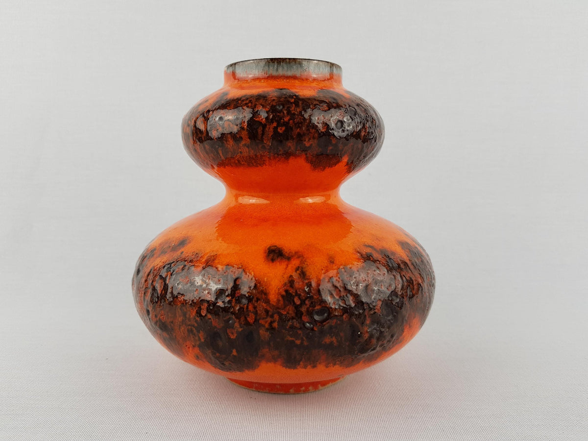 Vintage SPARA KERAMIK Orange Fat Lava Vase 266-15 West German Pottery 1970s