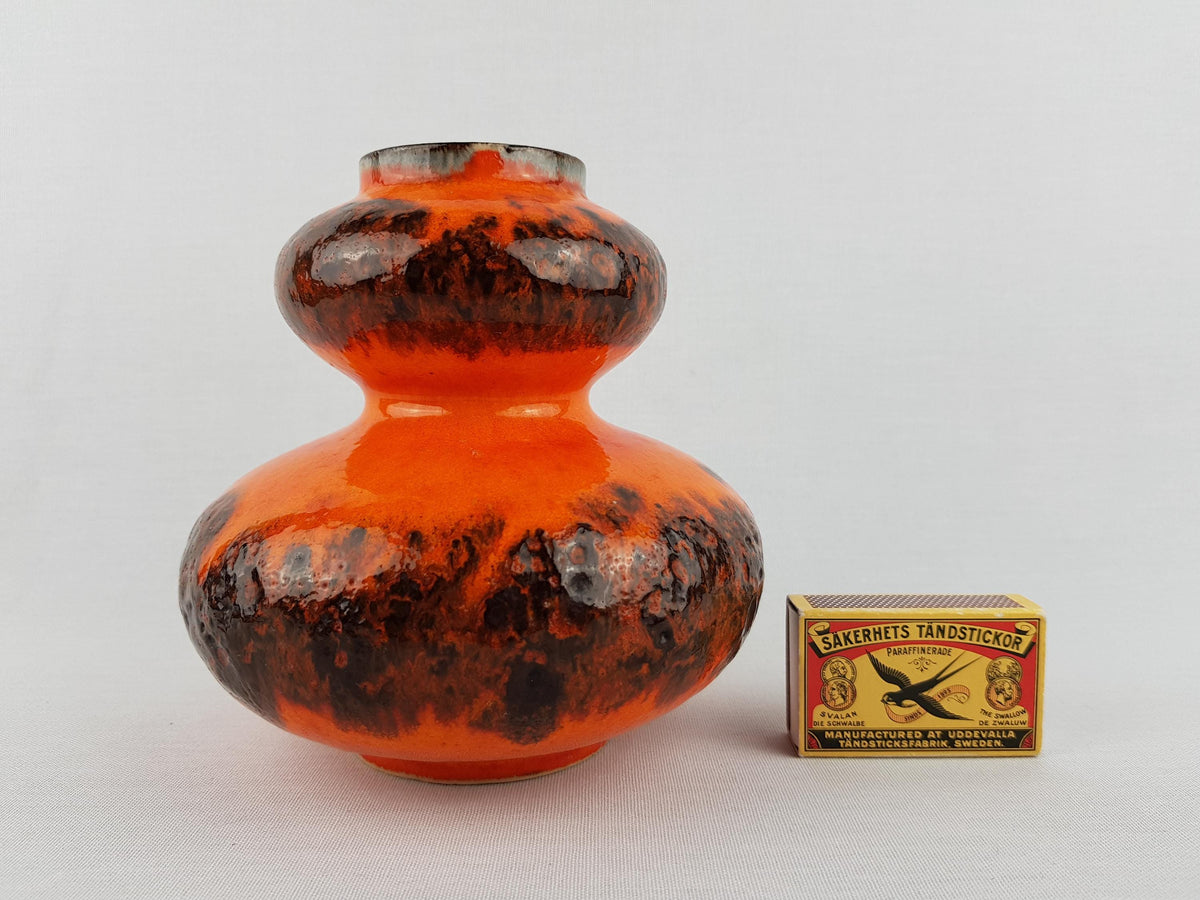 Vintage SPARA KERAMIK Orange Fat Lava Vase 266-15 West German Pottery 1970s