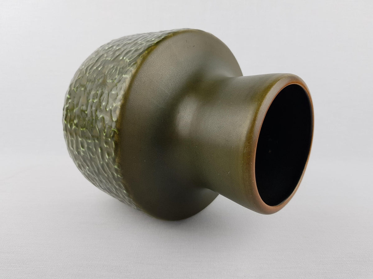 Vintage STEULER KERAMIK Green Fat Lava Vase 140-20 West German Pottery 1960s