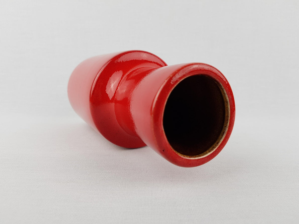 Vintage STEULER KERAMIK Red Glossy Vase 142-20 West German Pottery 1960s