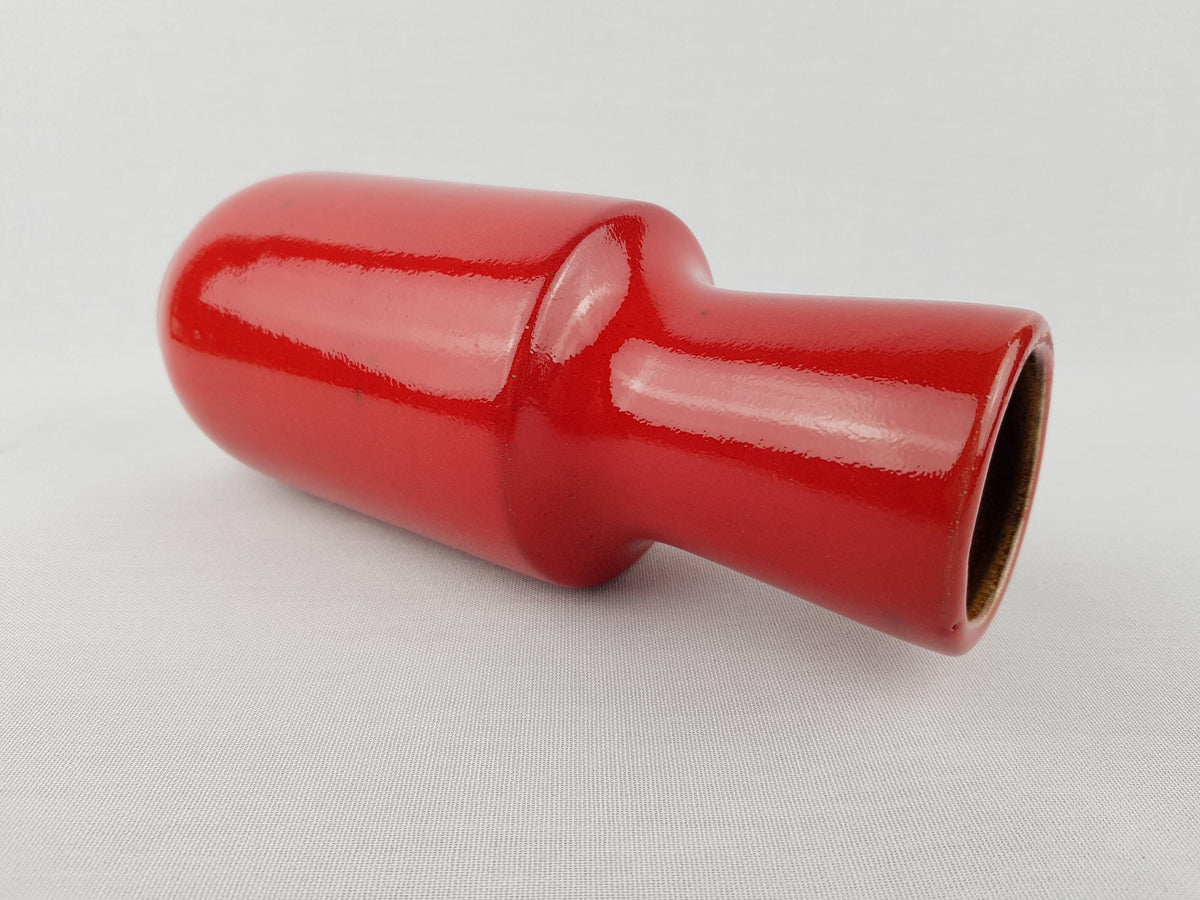 Vintage STEULER KERAMIK Red Glossy Vase 142-20 West German Pottery 1960s