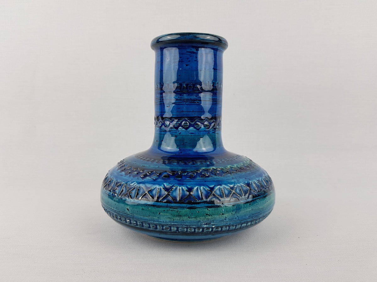 Vintage STUDIO 4 Blue Italian Pottery Vase Bitossi Rimini Blue Style