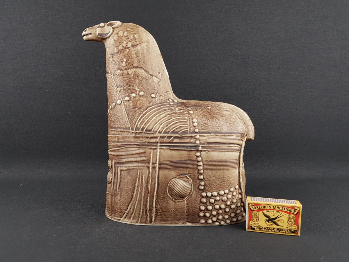 Vintage RÖRSTRAND Large Brown Horse by Bertil Vallien, Sweden, 1978