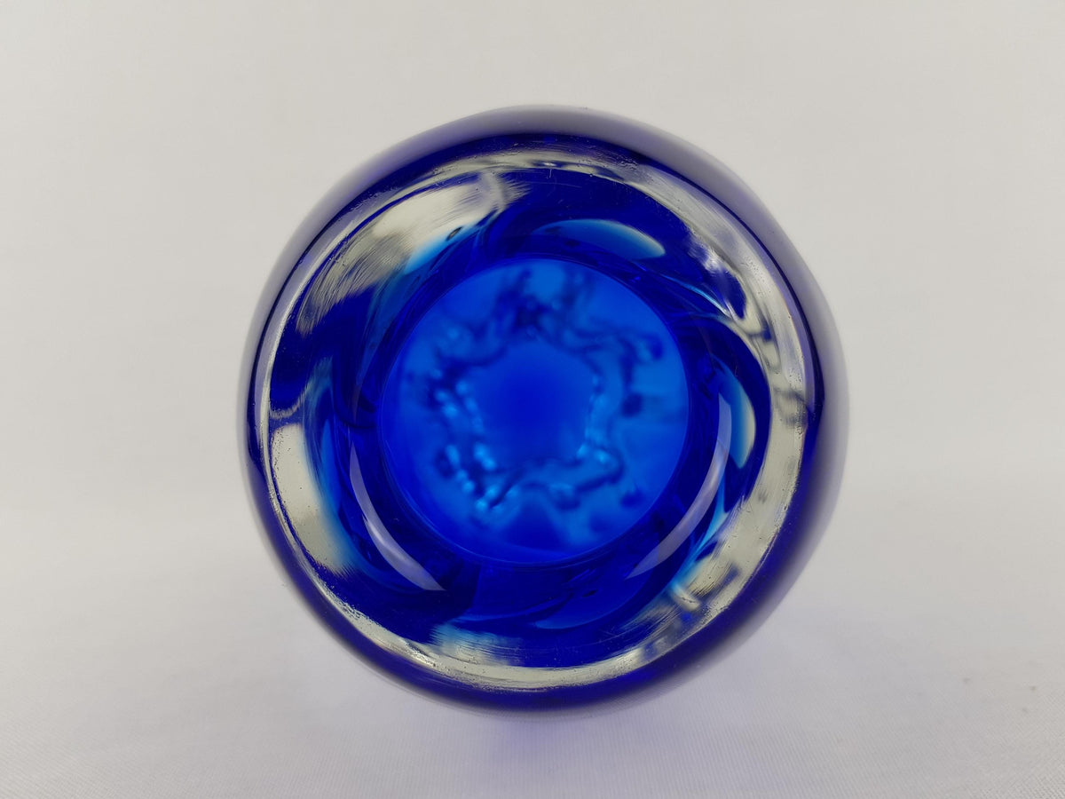 Vintage Rare JOSEF HOSPODKA Blue Vase Novy Bor Borocrystal Bohemian Czech Glass 1960s Czechoslovakia