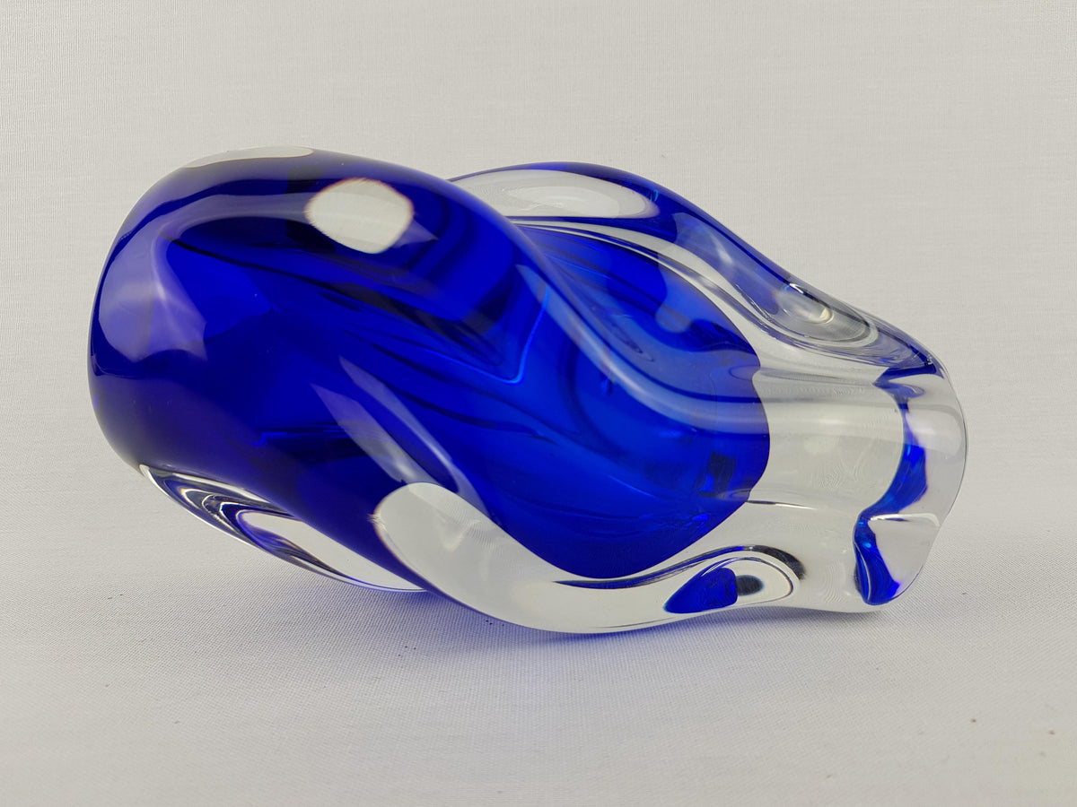 Vintage Rare JOSEF HOSPODKA Blue Vase Novy Bor Borocrystal Bohemian Czech Glass 1960s Czechoslovakia