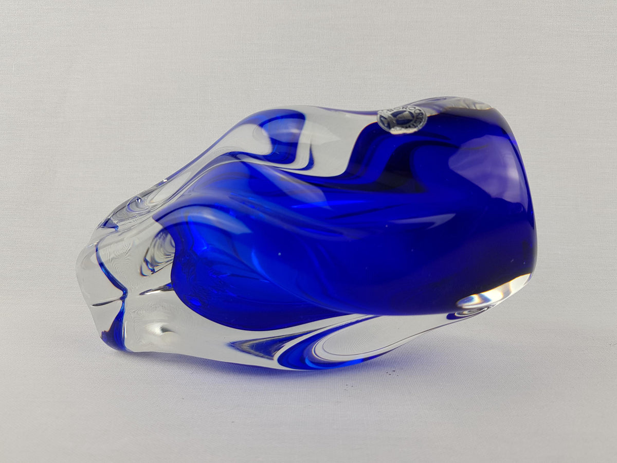 Vintage Rare JOSEF HOSPODKA Blue Vase Novy Bor Borocrystal Bohemian Czech Glass 1960s Czechoslovakia