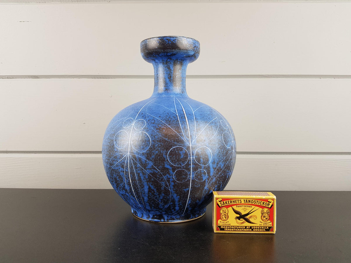 Vintage THOMS KERAMIK Handmade Blue Vase 15/20 -- 1960s