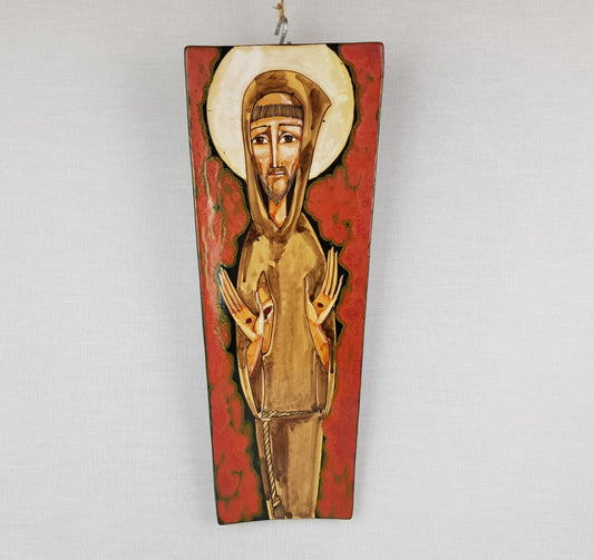 Vintage FRANCO RUFINELLI Hand painted Jesus Wall Plate Italian Assisi studio Art 1960s