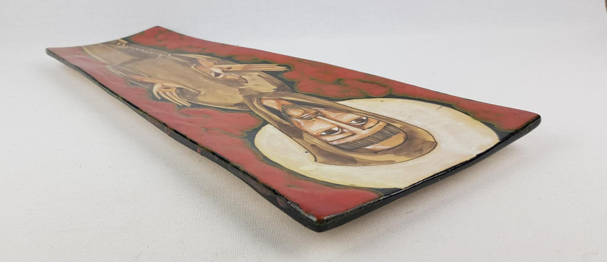 Vintage FRANCO RUFINELLI Hand painted Jesus Wall Plate Italian Assisi studio Art 1960s