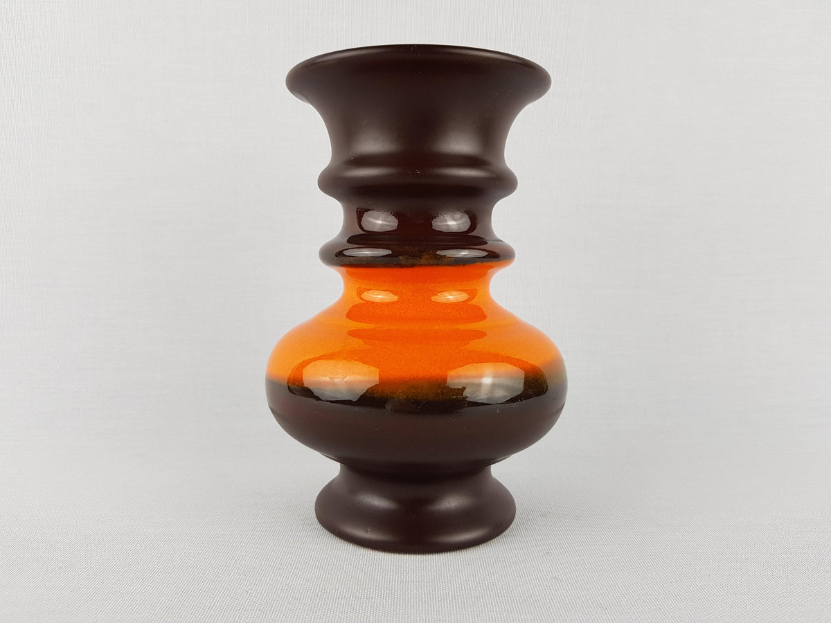 Vintage GOUDA MODICA Brown and Orange Vase Dutch Pottery 1970s