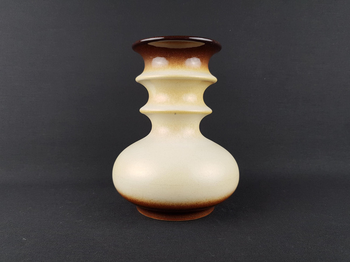 Vintage STEULER KERAMIK Beige Brown Vase "Cascad " Serie by Cari Zalloni 224-20 West German Pottery 1969s