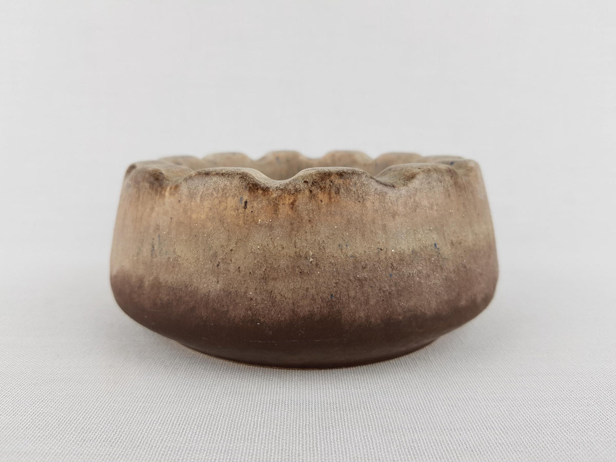 Vintage VEB STREHLA Beige and Brown Bowl / Ashtray East German Pottery 1960s