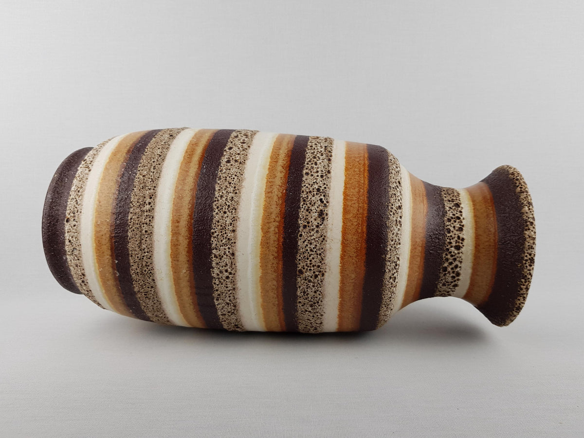 Vintage DÜMLER & BREIDEN Brown Ocher and Beige Fat Lava Floor Vase 487 36 West German Pottery 1970s
