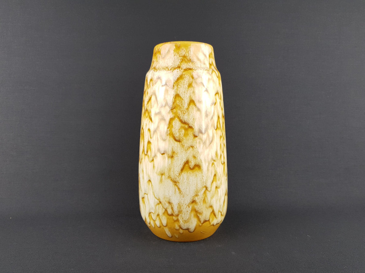 Vintage SCHEURICH KERAMIK Yellow and Brown Fat Lava Vase 203 26 West German Pottery 1970s