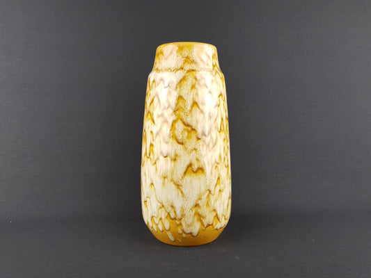 Vintage SCHEURICH KERAMIK Yellow and Brown Fat Lava Vase 203 26 West German Pottery 1970s