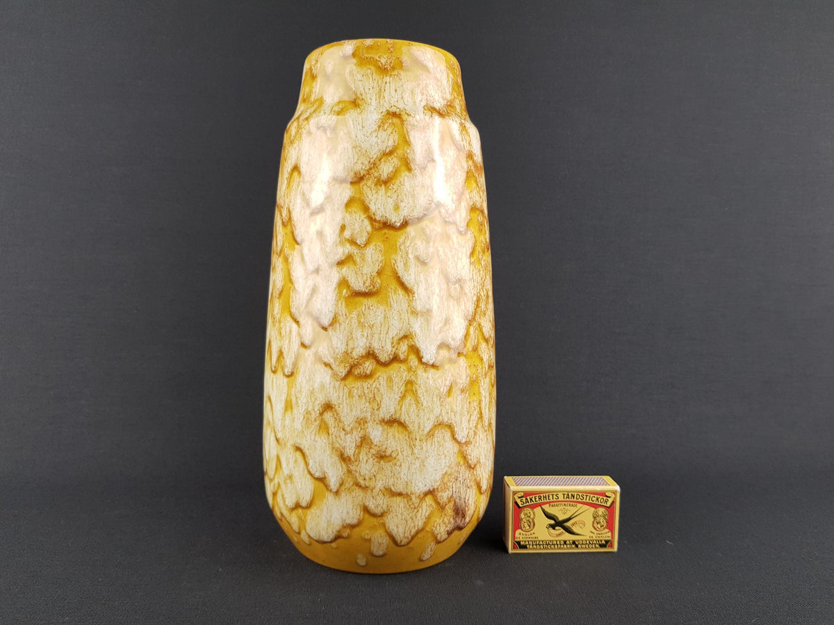 Vintage SCHEURICH KERAMIK Yellow and Brown Fat Lava Vase 203 26 West German Pottery 1970s