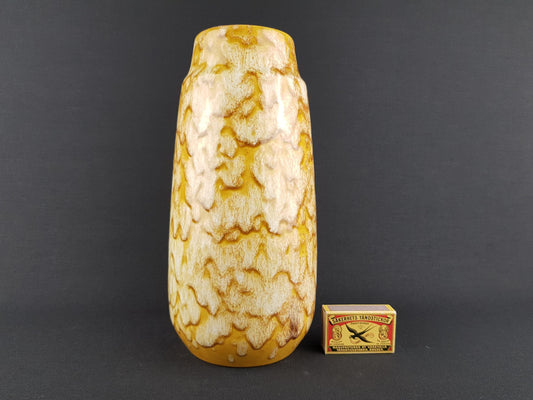 Vintage SCHEURICH KERAMIK Yellow and Brown Fat Lava Vase 203 26 West German Pottery 1970s