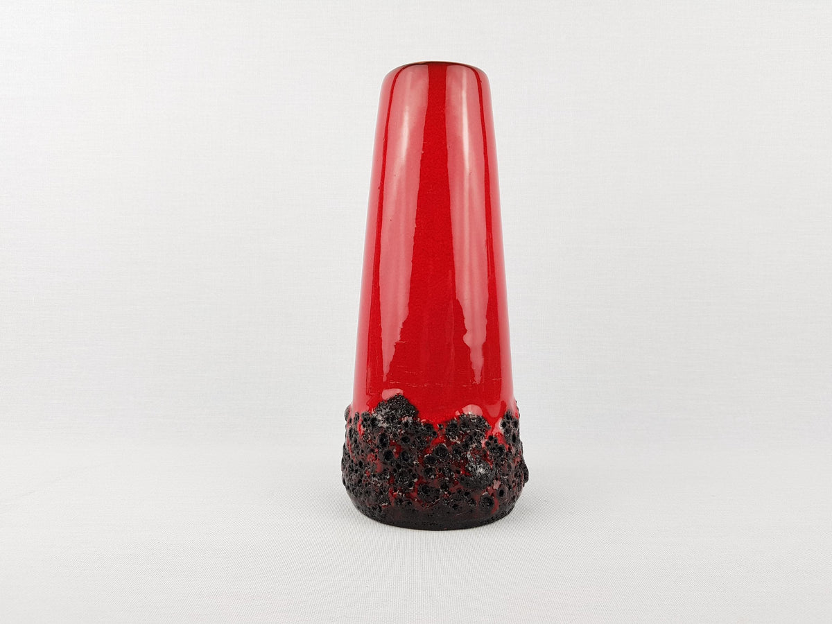 Vintage KREUTZ KERAMIK Red and Black Fat Lava Vase 413 West German Pottery 1970s