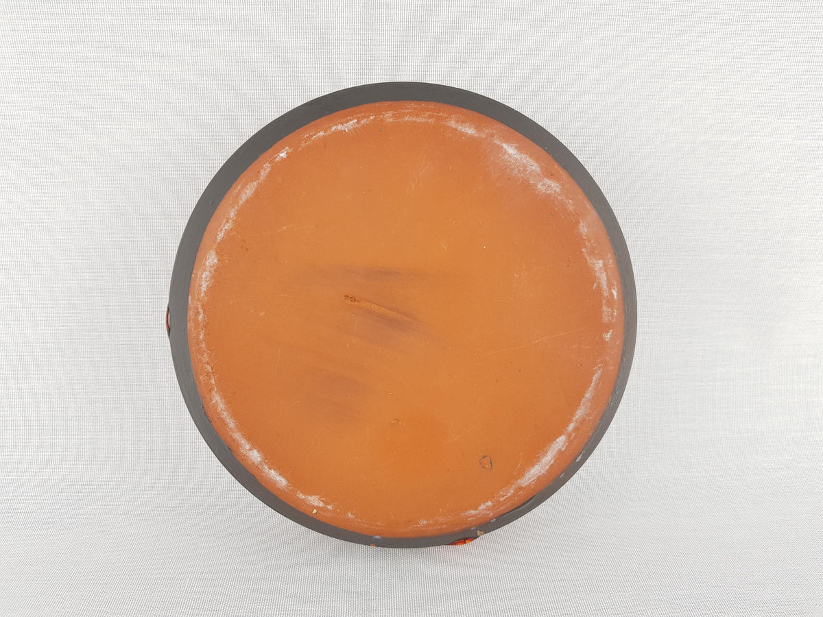 Vintage MID CENTURY MODERN Red, Yellow and Dark Brown Fat Lava Ashtray / Bowl West German Pottery 1960-70s