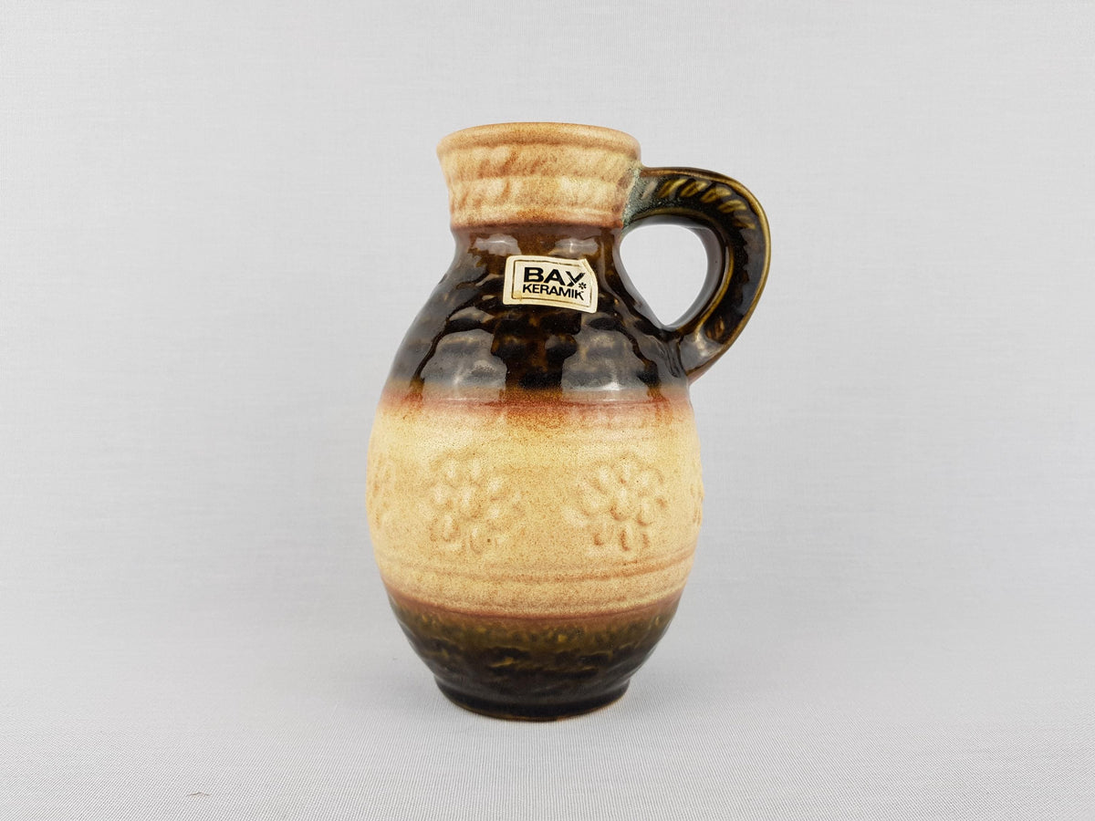 Vintage BAY KERAMIK Handled Brown and Beige Vase 661 17 West German Pottery 1960s