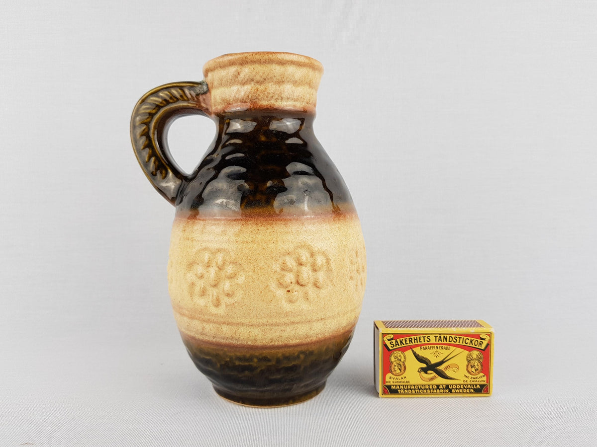 Vintage BAY KERAMIK Handled Brown and Beige Vase 661 17 West German Pottery 1960s