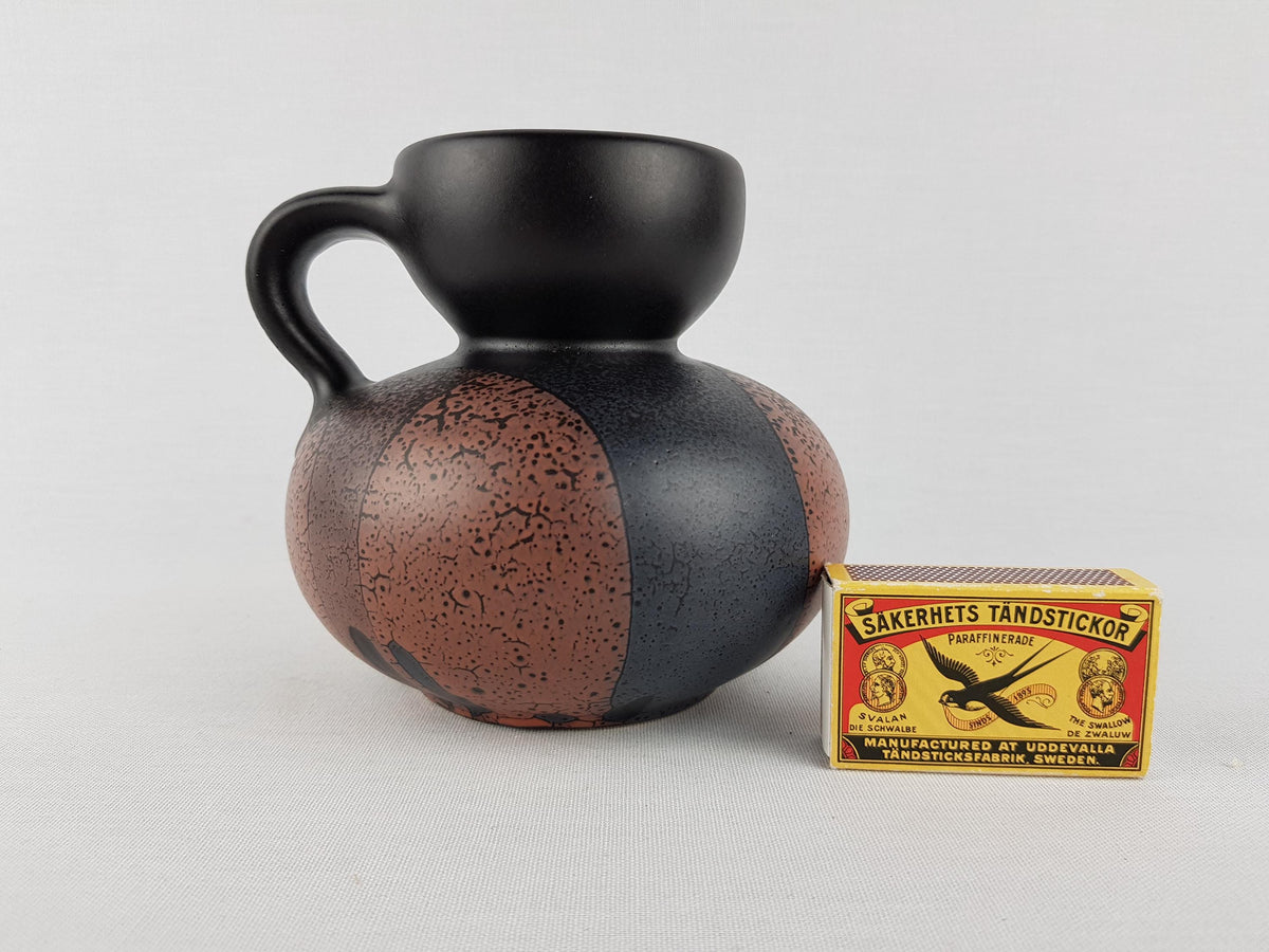 Rare Vintage STEULER KERAMIK Black and Brown Candleholder West German Pottery 1960s
