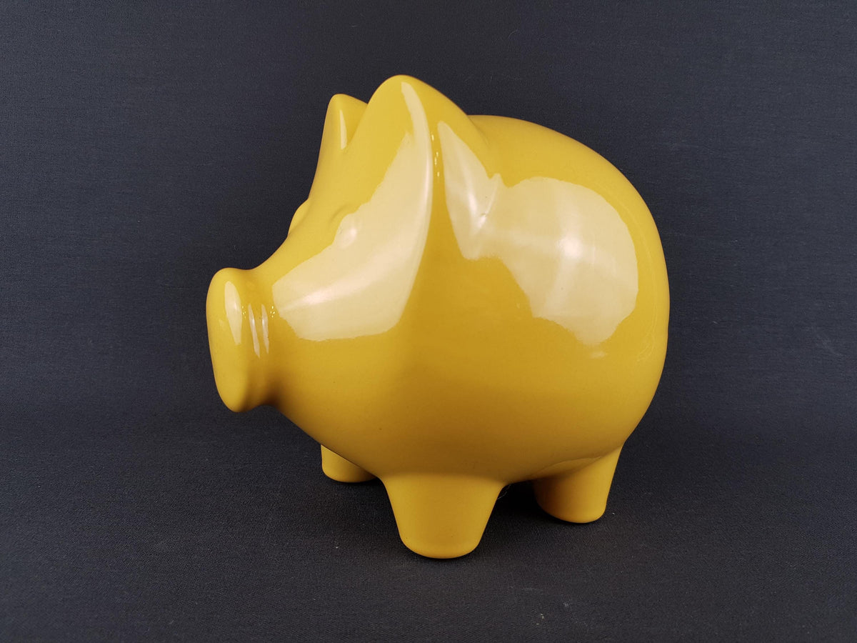 Vintage SCHEURICH KERAMIK Yellow Piggy Money Bank Large West German Pottery Fat Lava Era 1970s