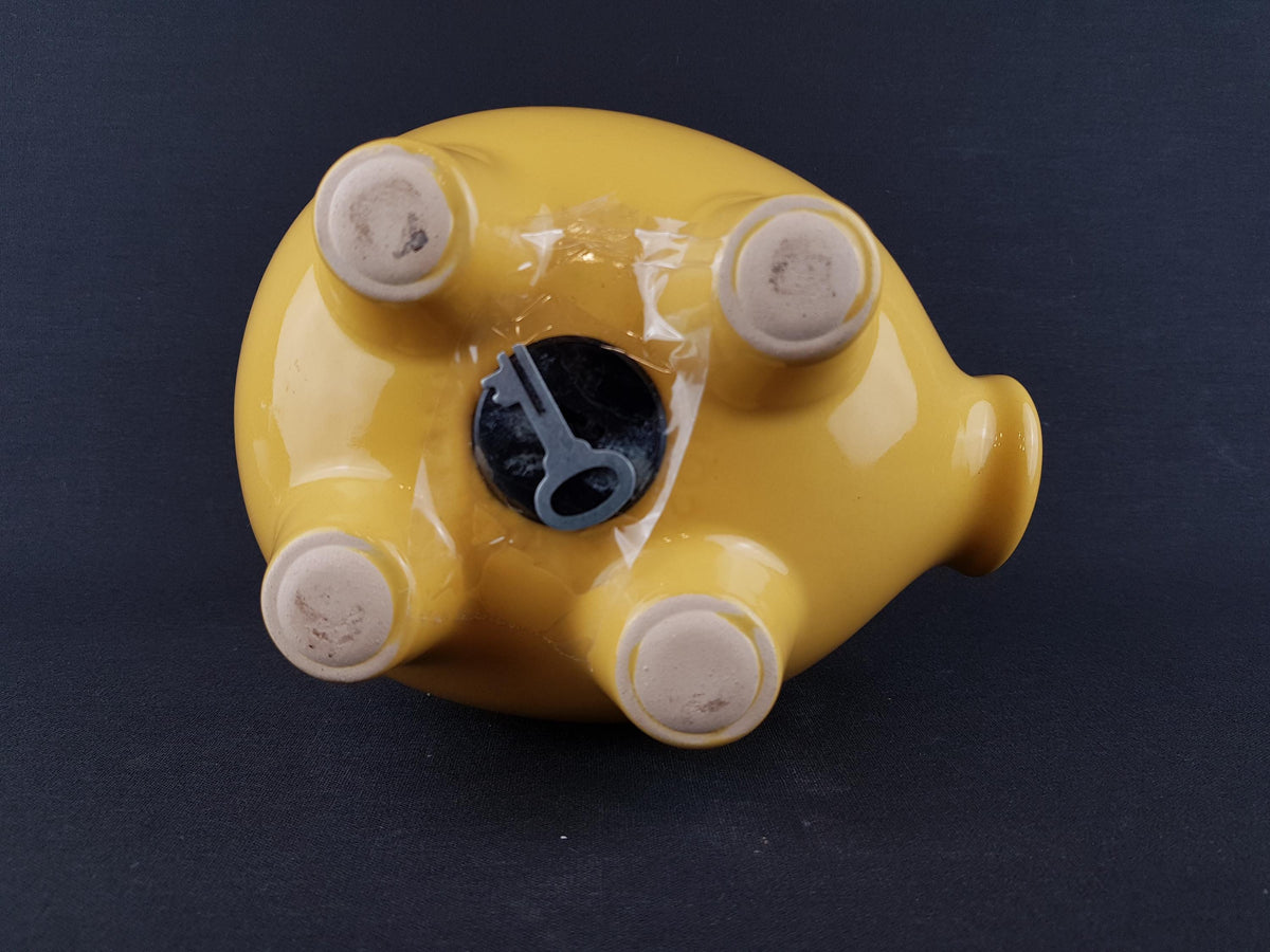 Vintage SCHEURICH KERAMIK Yellow Piggy Money Bank Large West German Pottery Fat Lava Era 1970s