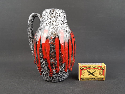 Vintage SCHEURICH KERAMIK Fat Lava Vase with Lora decor 414-16 West German Pottery 1960s