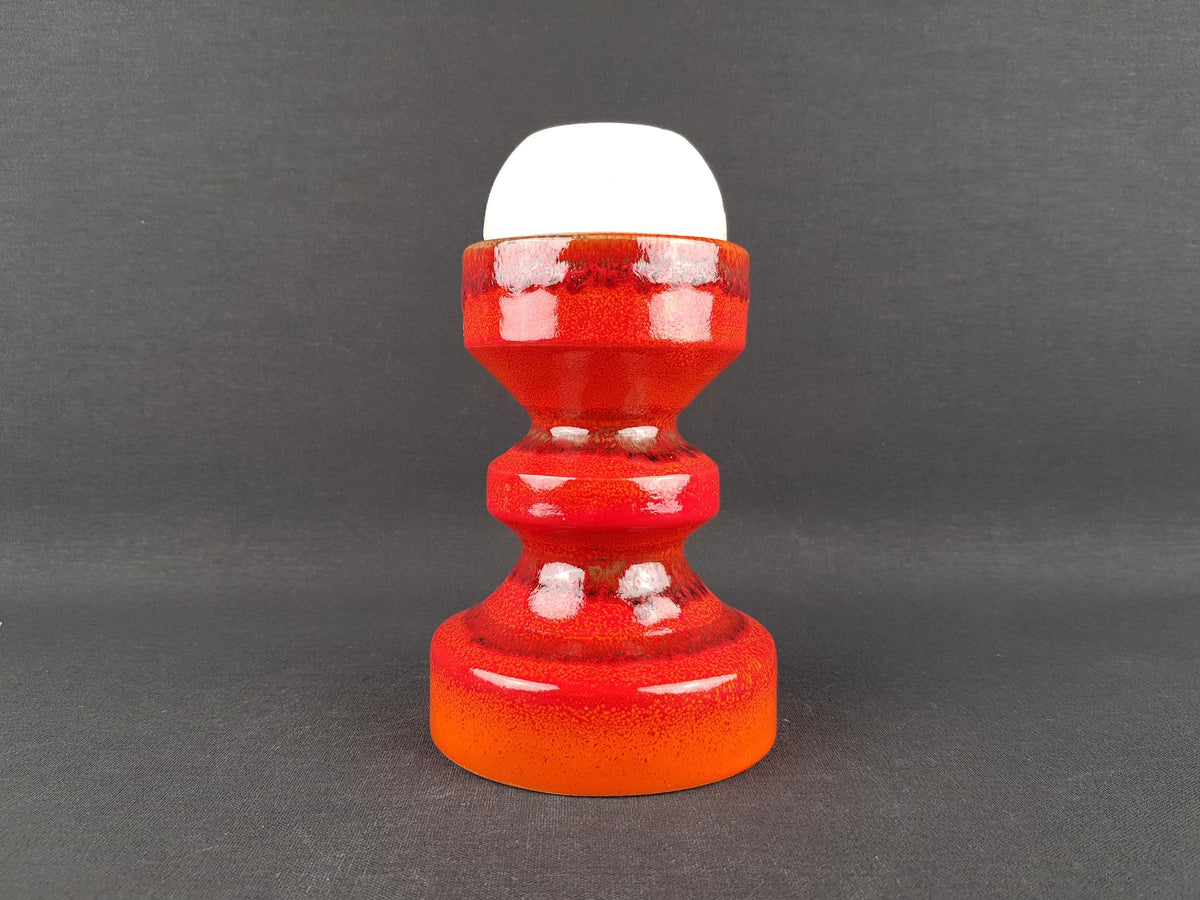 Vintage Reddish orange CANDLE HOLDER Italian Pottery 1960s 1970s