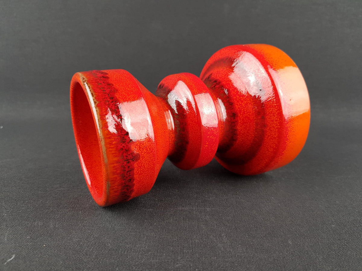 Vintage Reddish orange CANDLE HOLDER Italian Pottery 1960s 1970s