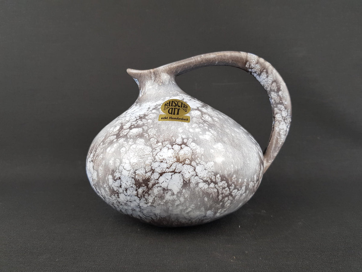 Vintage RUSCHA KERAMIK Iconic Mottled Grey Pitcher Vase 313 West German Pottery 1960 1970s