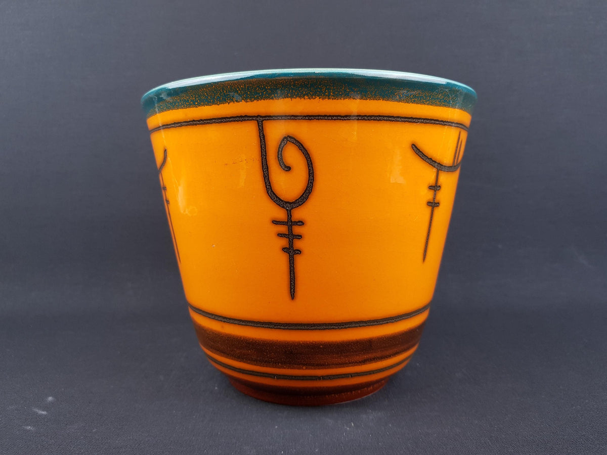 Vintage FLORA GOUDA HOLLAND Ceramic Orange Planter Flower Pot Dutch Pottery 1970s