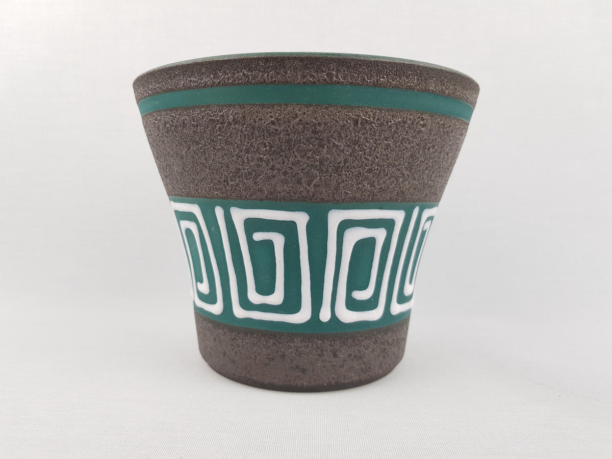 Vintage STEULER KERAMIK Teal and Gray Planter / Flower Pot 4204/2 West German Pottery 1958s
