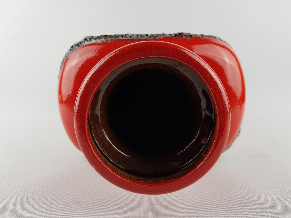 Vintage STEULER KERAMIK Square Brown Red Floor Vase 442-40 "Continua" Series by Cari Zalloni West German Pottery 1974s