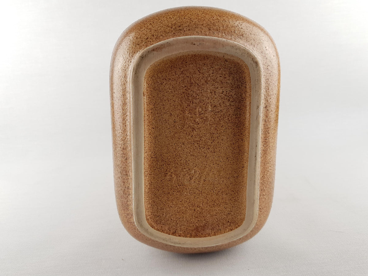 Vintage STEULER KERAMIK Square Brown Red Floor Vase 442-40 "Continua" Series by Cari Zalloni West German Pottery 1974s
