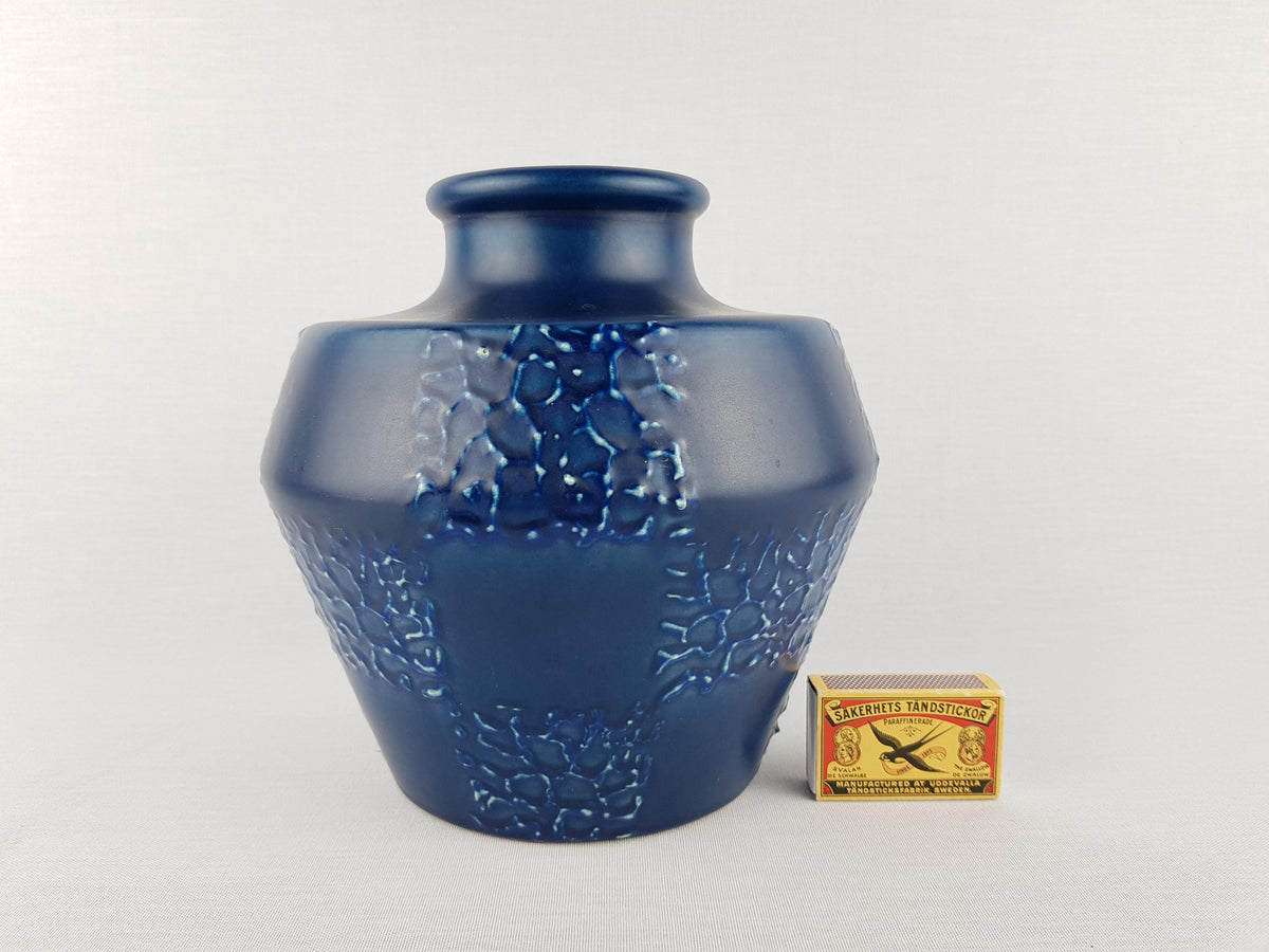 Vintage STEULER KERAMIK Blue Vase 134-20 West German Pottery 1960s
