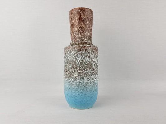 Vintage STEULER KERAMIK Turquoise and Brown Fat Lava Vase 142-25 West German Pottery 1960s
