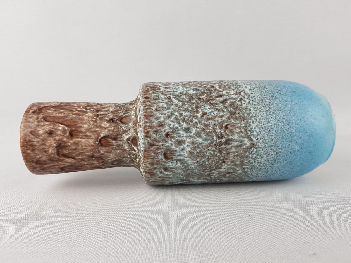 Vintage STEULER KERAMIK Turquoise and Brown Fat Lava Vase 142-25 West German Pottery 1960s