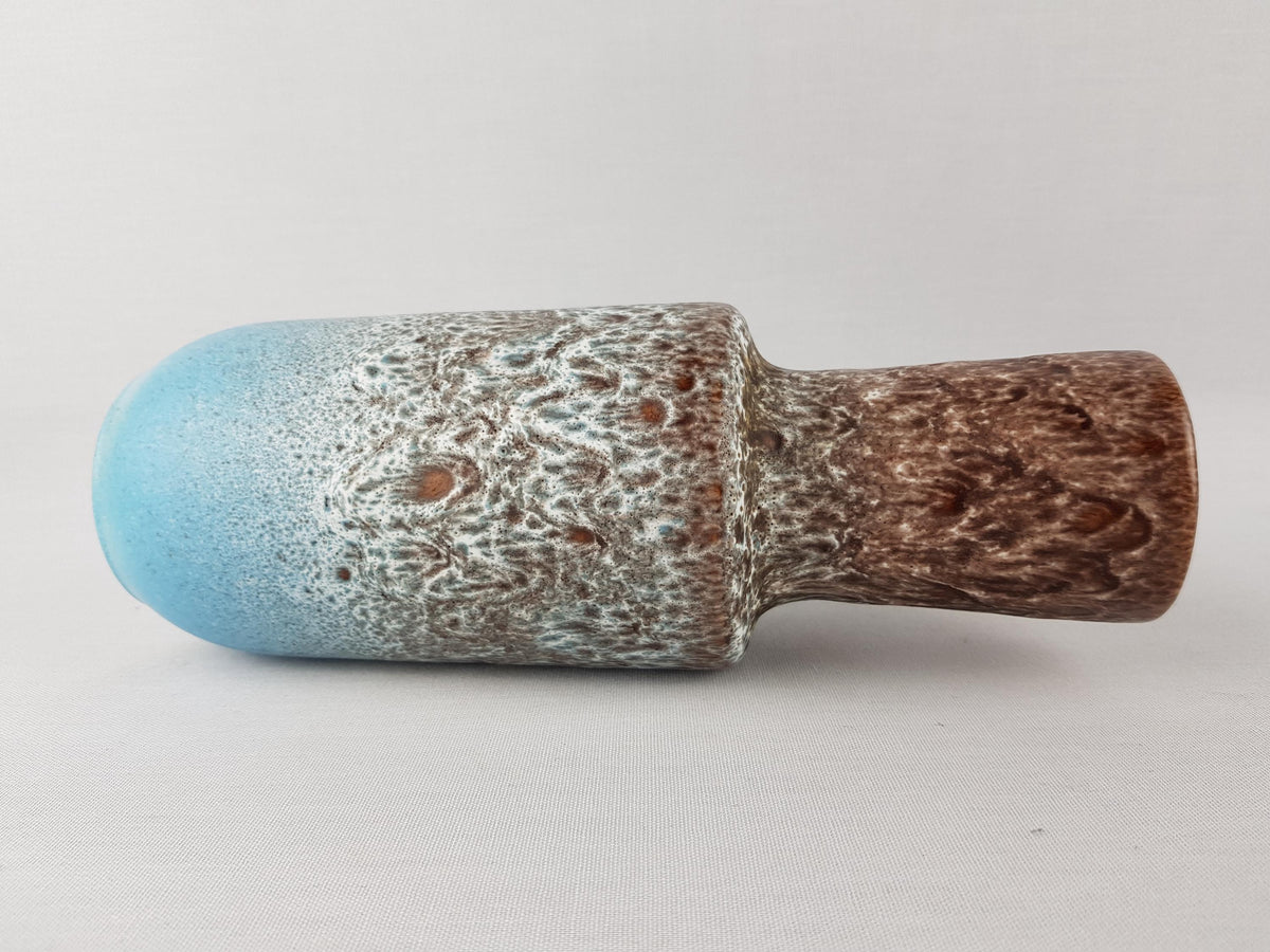 Vintage STEULER KERAMIK Turquoise and Brown Fat Lava Vase 142-25 West German Pottery 1960s